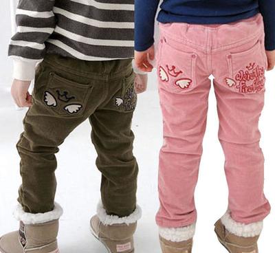 童裝廠家直供 女童天使燈芯絨加絨休閑褲，冬日溫暖與時尚兼備